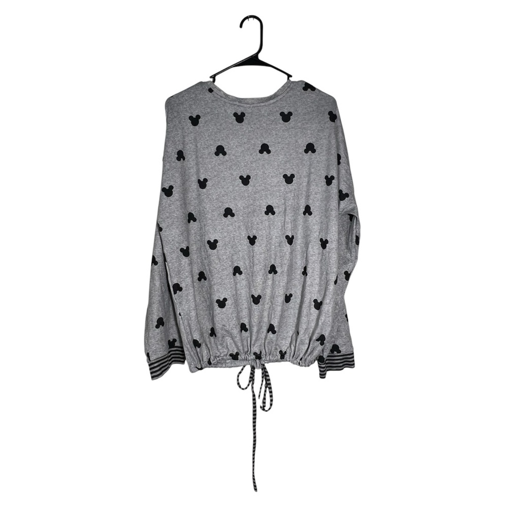 Disney Mickey Mouse Gray Long Sleeve Top | Size XL | Tie Hem - Picture 3 of 4